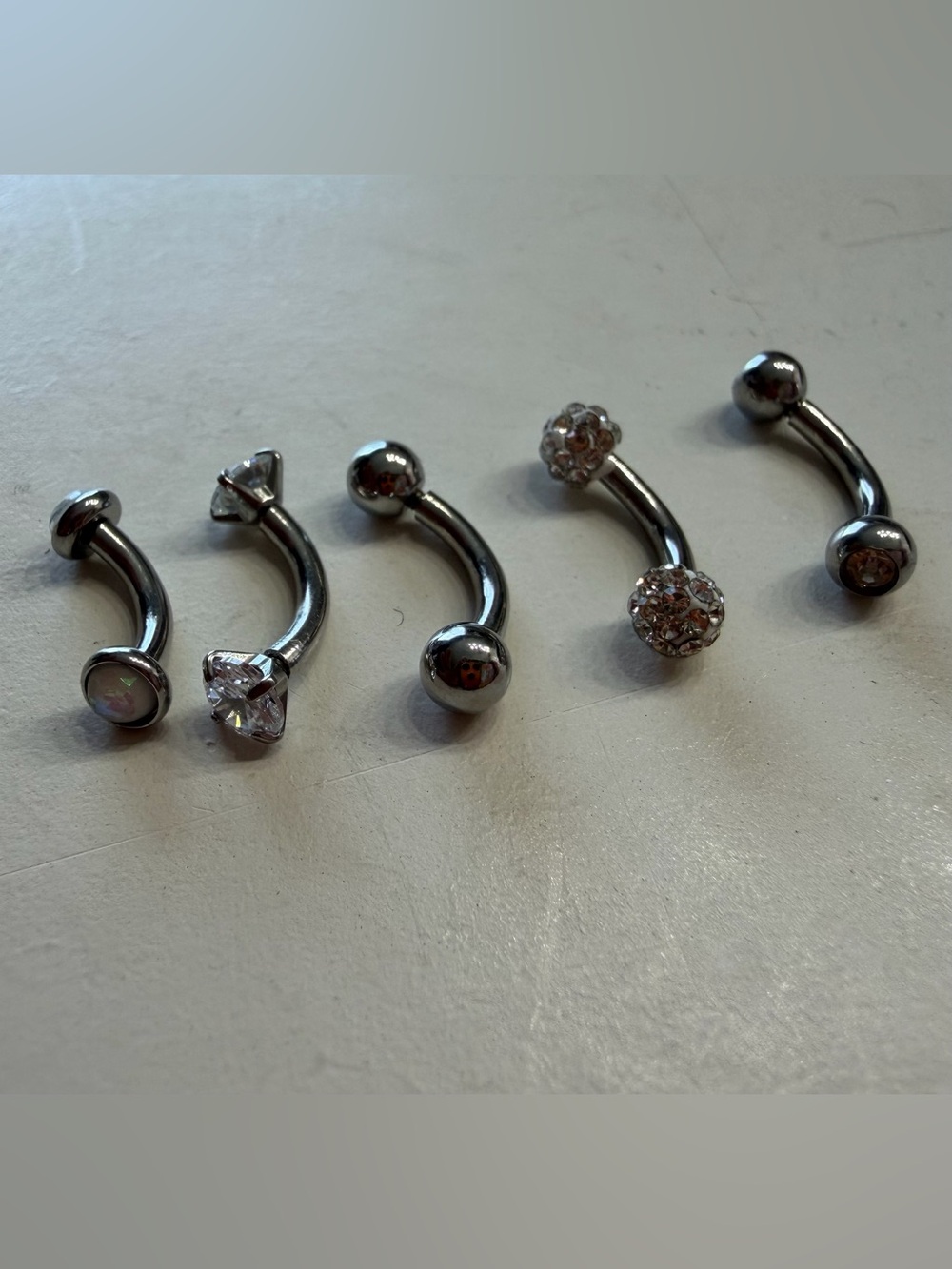 14G 316L Stainless Steel Belly Button Rings Set of 5, 2 Regular, 3 Gemstone - Picture 3 of 4